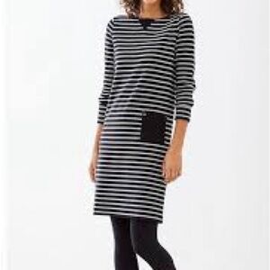 J. Jill Striped Black and Light Gray Dress Sweater Tunic